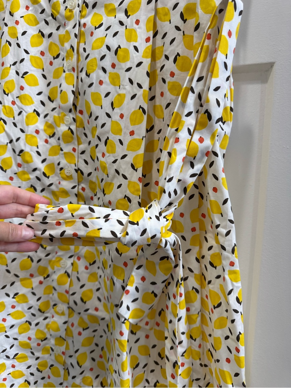 Boden Shirt Dress Size 4R White Lemon Print Anastasia Button Down Belt Like New - Picture 5 of 9